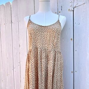 Elegant Cream and Brown Midi Dress